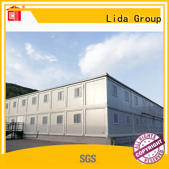 Lida Group houses built out of containers for business used as office, meeting room, dormitory, shop