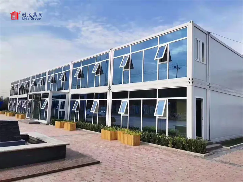 Prefab Flat 2 Storey Prefabricated Living Buildings Flat Pack Container House for Office